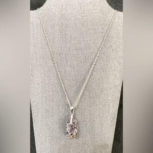 Vintage 925 sterling silver chakra amethyst necklace